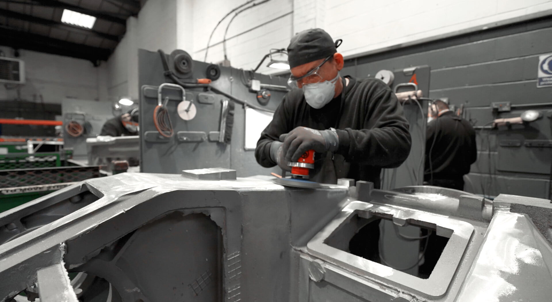 Automated industrial equipment filmed for a manufacturing video production