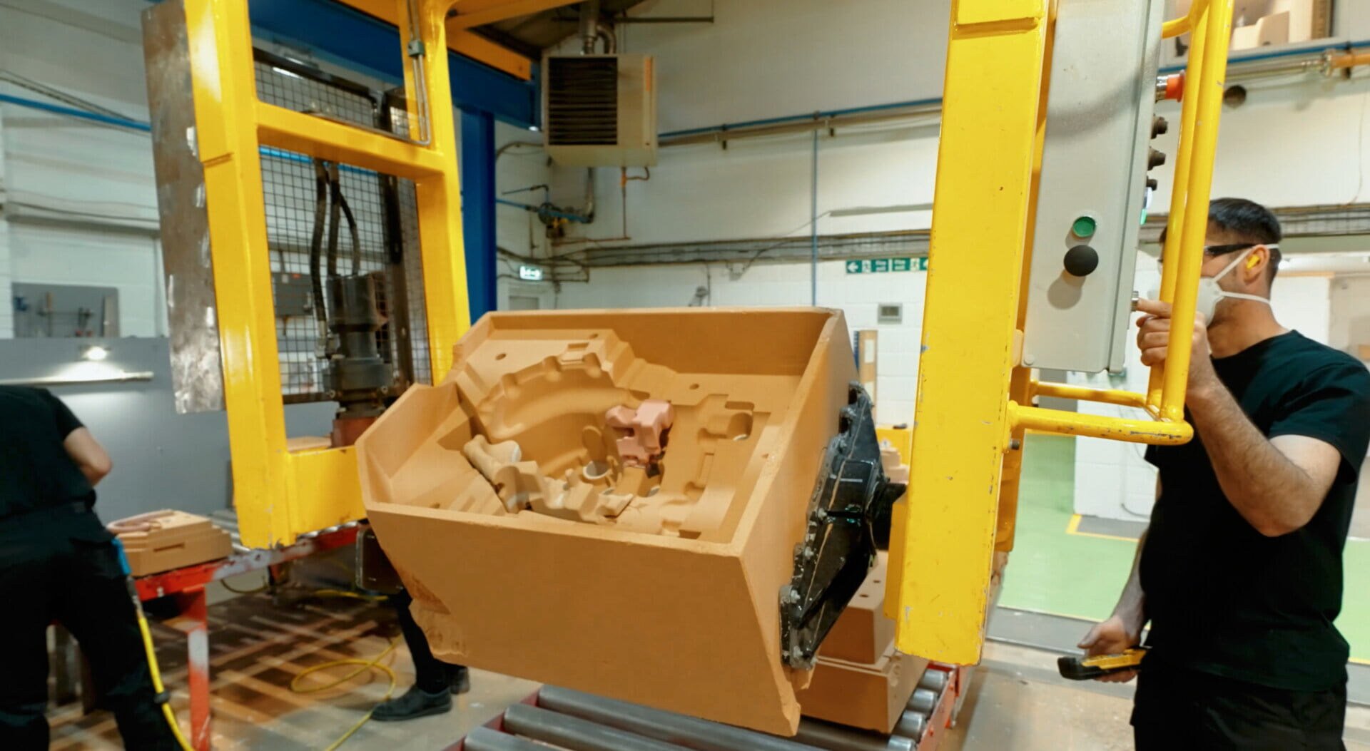 Large manufacturing facility shown in an industrial video production